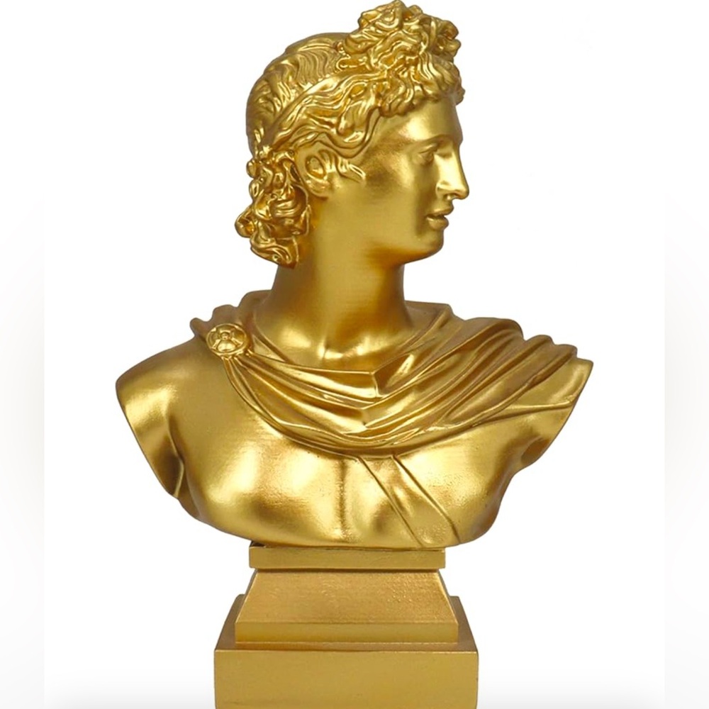 Greek Statue Apollo Sculpture Decor,Vintage Gold Simple Art,